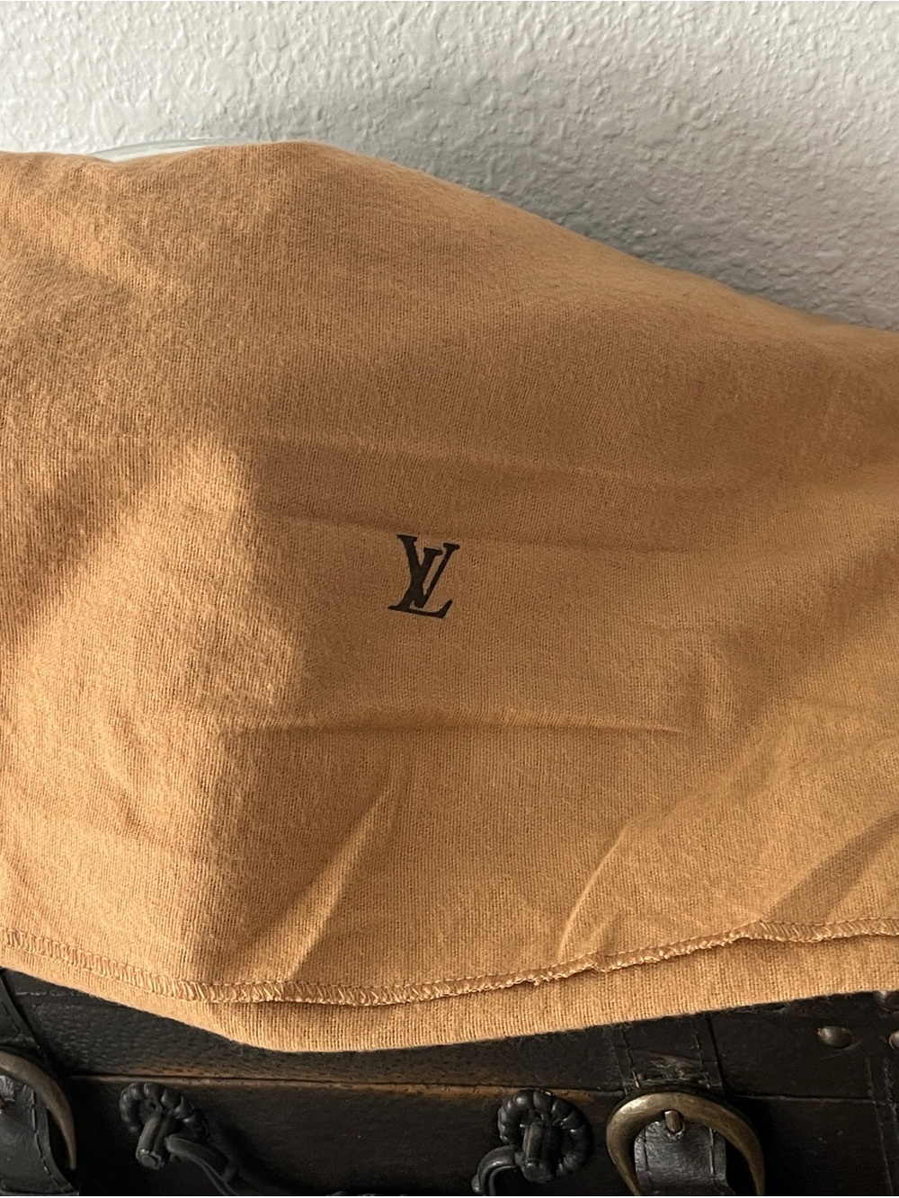 Louis Vuitton Camel Dust Cover with Black LV Monogram